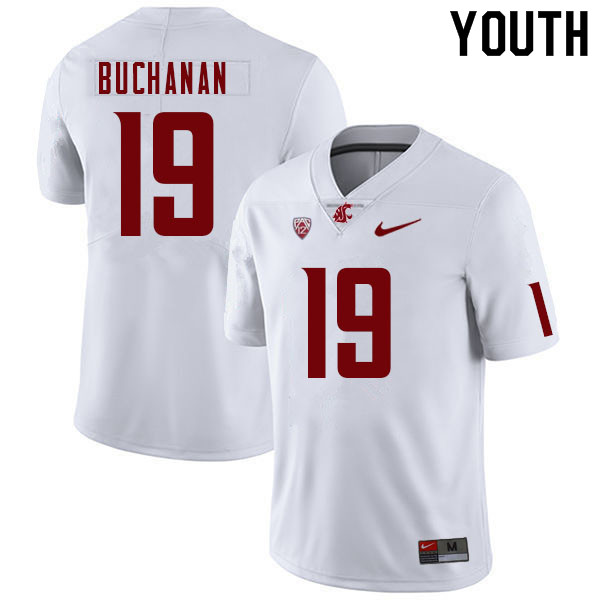 Youth #19 Marshawn Buchanan Washington State Cougars College Football Jerseys Sale-White